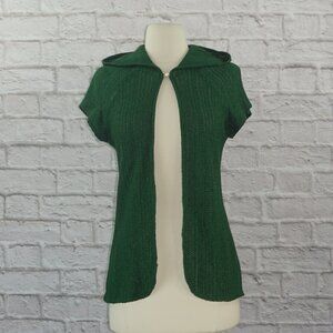 Vintage 70s Knit Pearl Hooded Cardigan Sweater